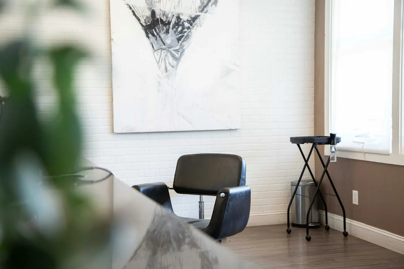 Illustrative photo: a salon chair by a bright window.